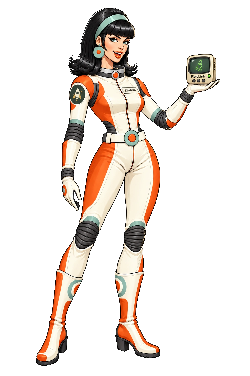 Roxy holding the FieldLink handheld
